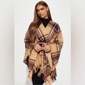 David and Young Ruana belted poncho